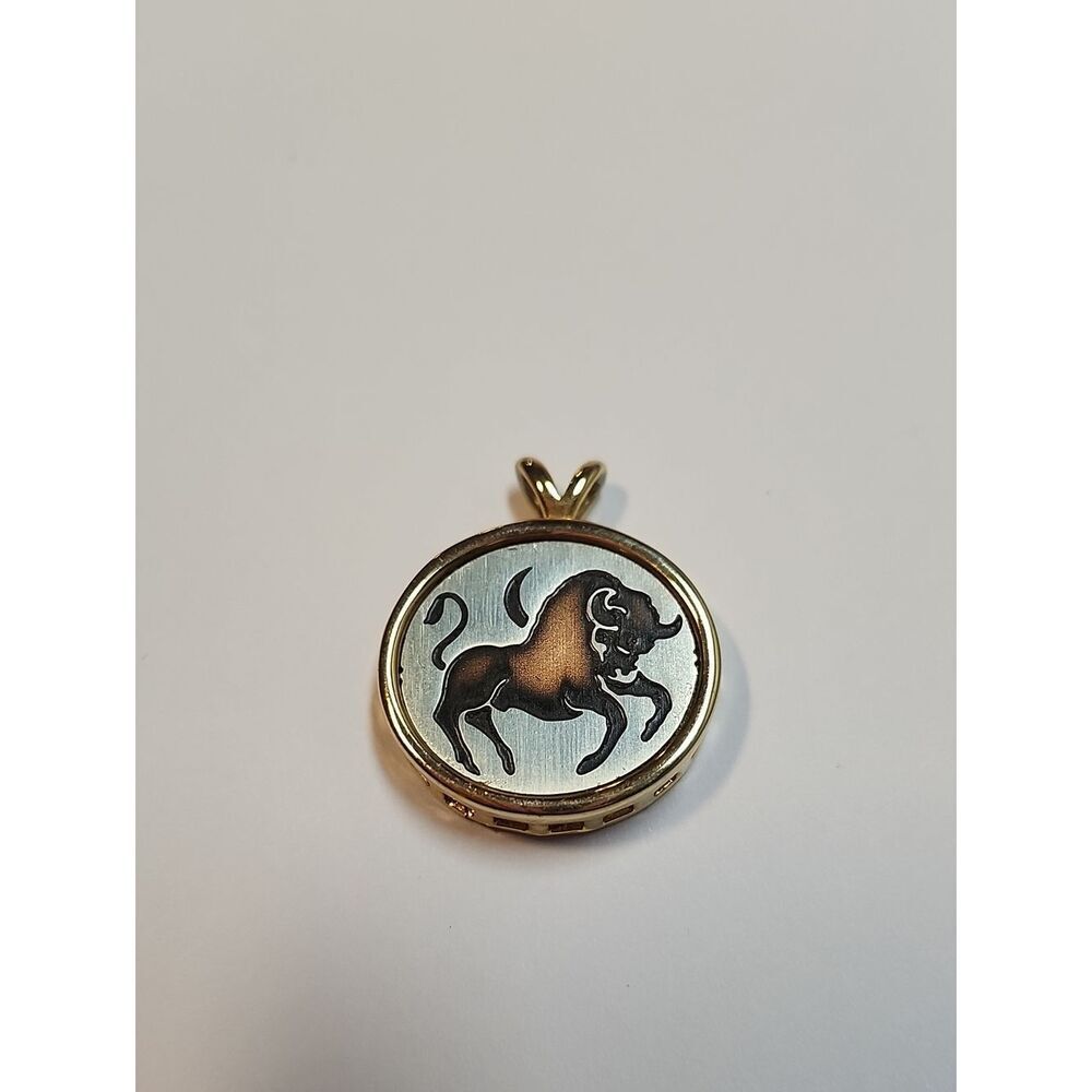 Gold-Tone Bull Zodiac Pendant - Brown Gold And Silver
